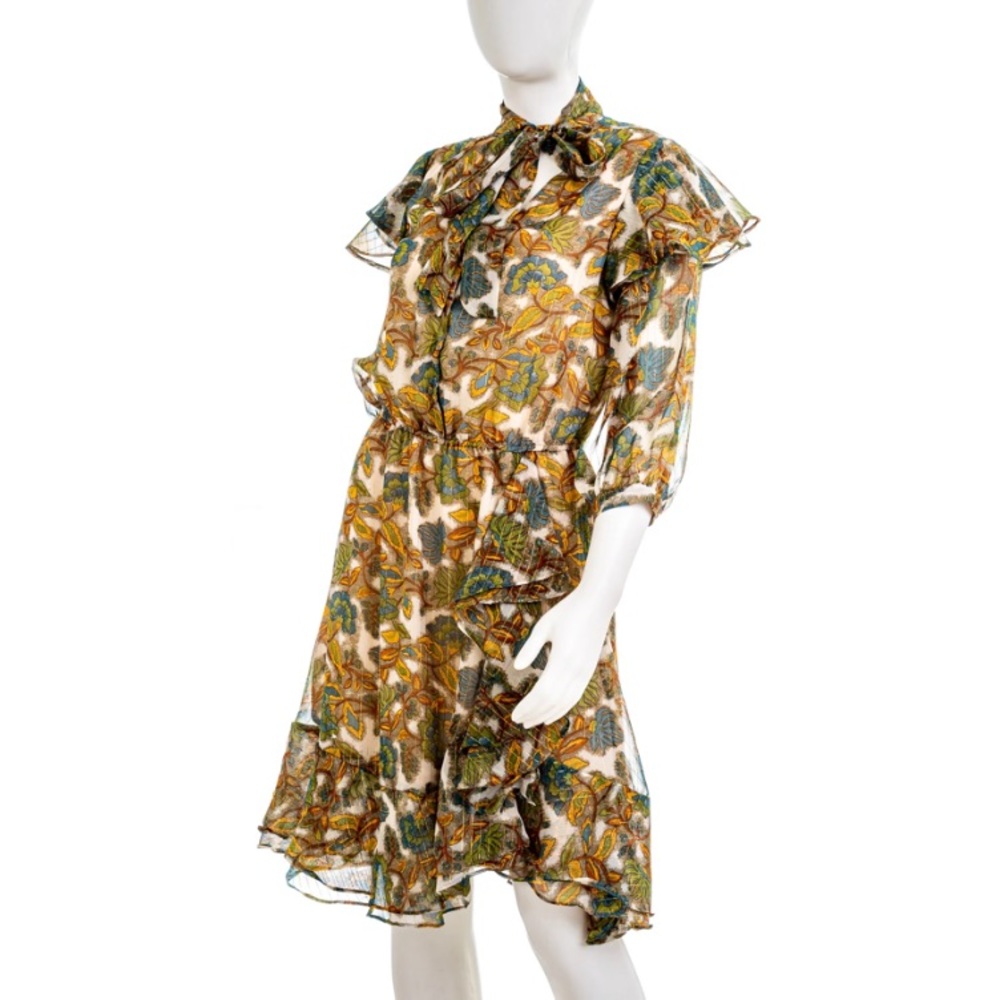 Walter baker floral metallic gold muse dress